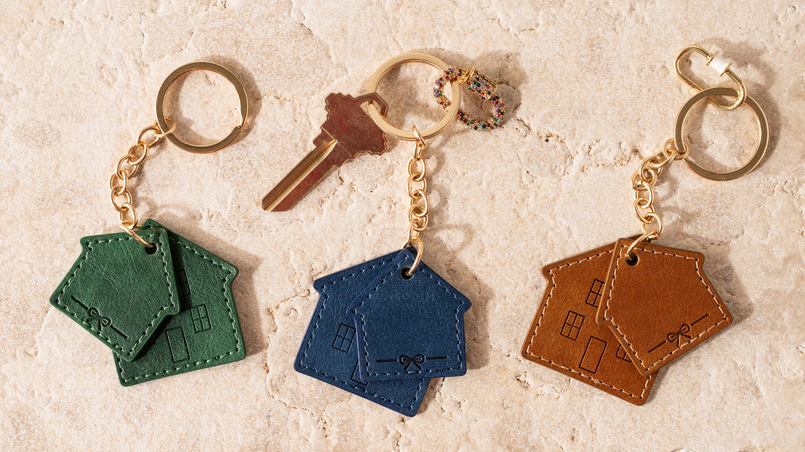 Variety of our premium leather keychains
