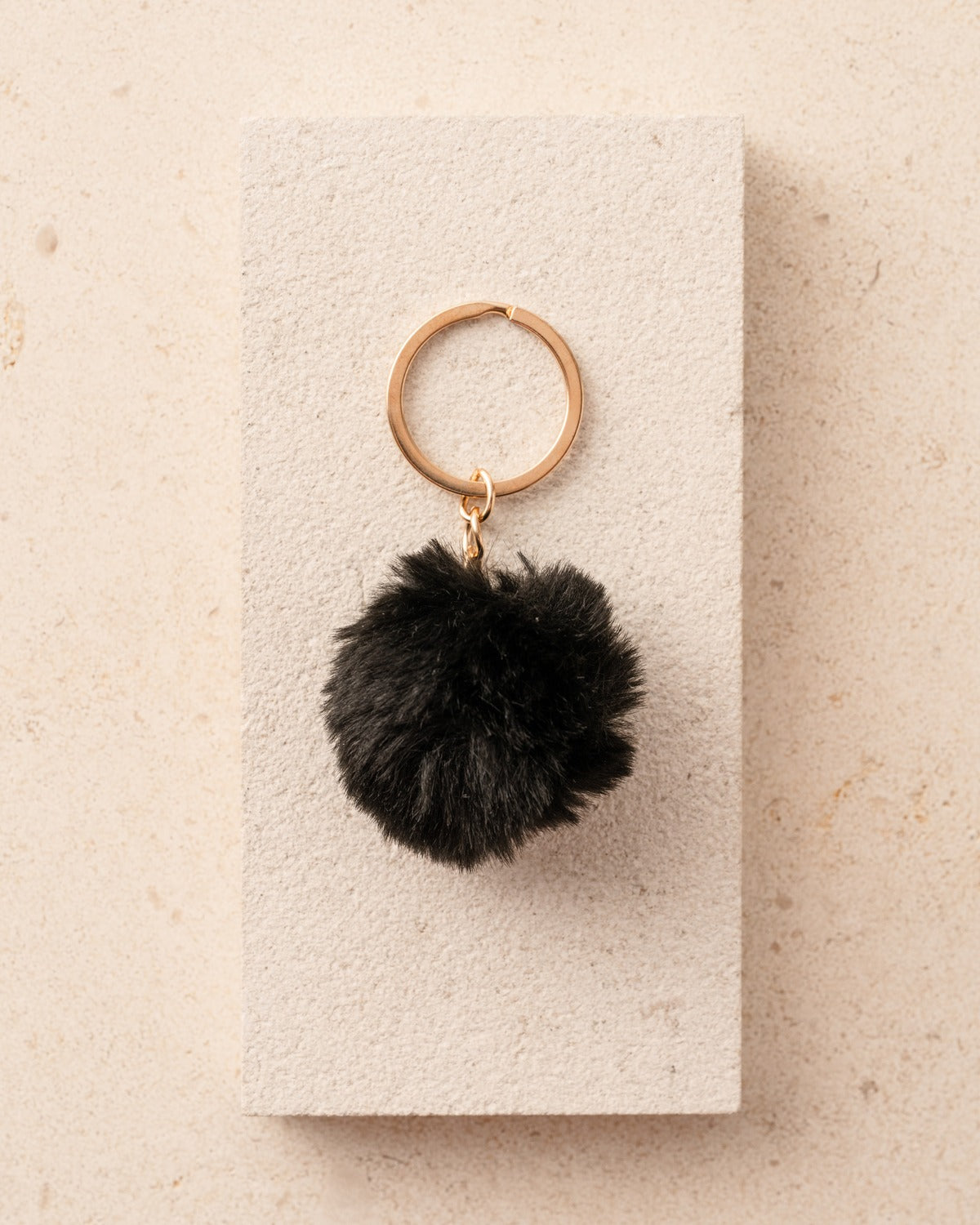 Black Puff Ball Keychain