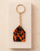 Tortoiseshell keychain with gold chain